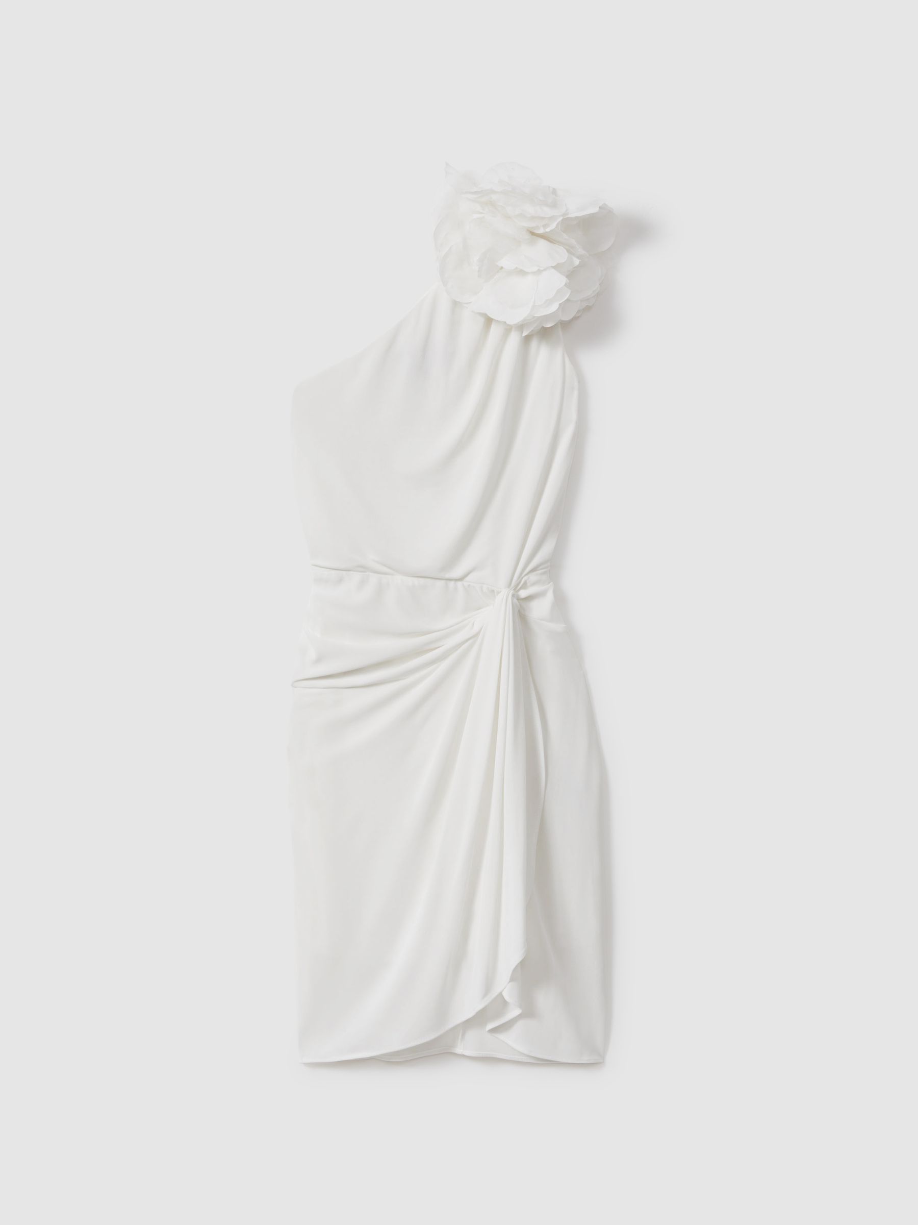 Reiss Halston One-Shoulder Ruffle Mini Dress In White