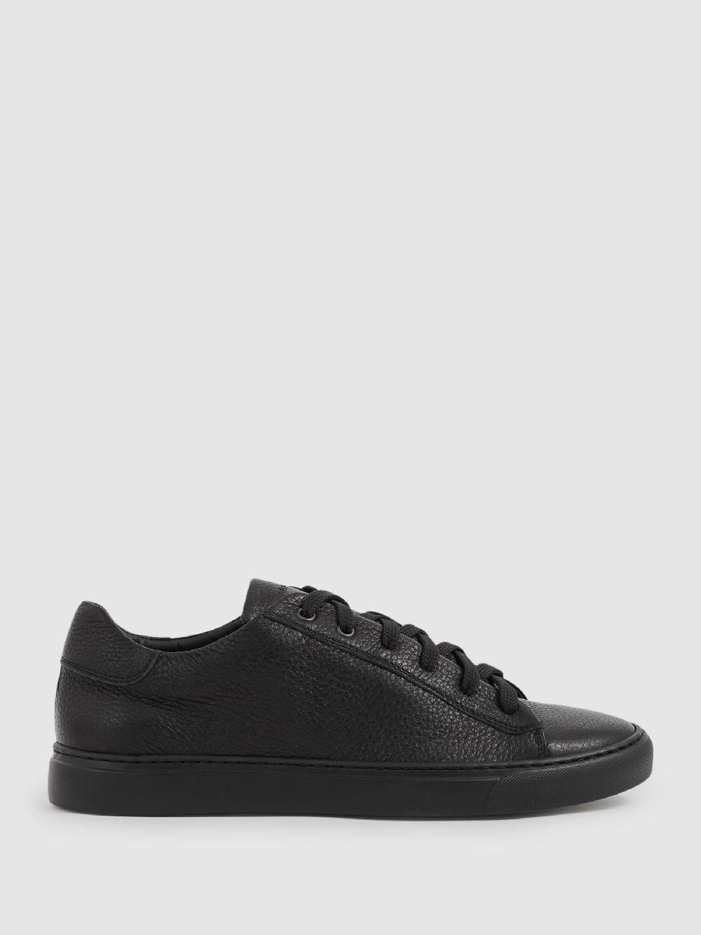 Reiss Harrys London Deerskin Lace-Up Trainers In Black