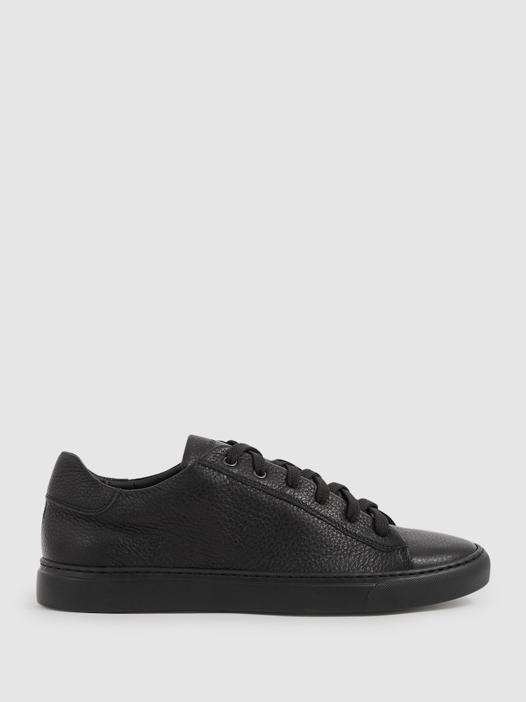 reiss Harrys London Deerskin Lace-Up Trainers in Black