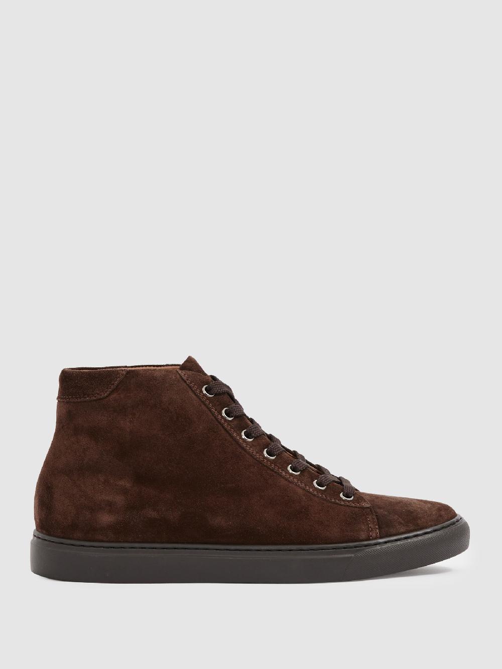Reiss Harrys London Suede High-Top Trainers In Dark Brown