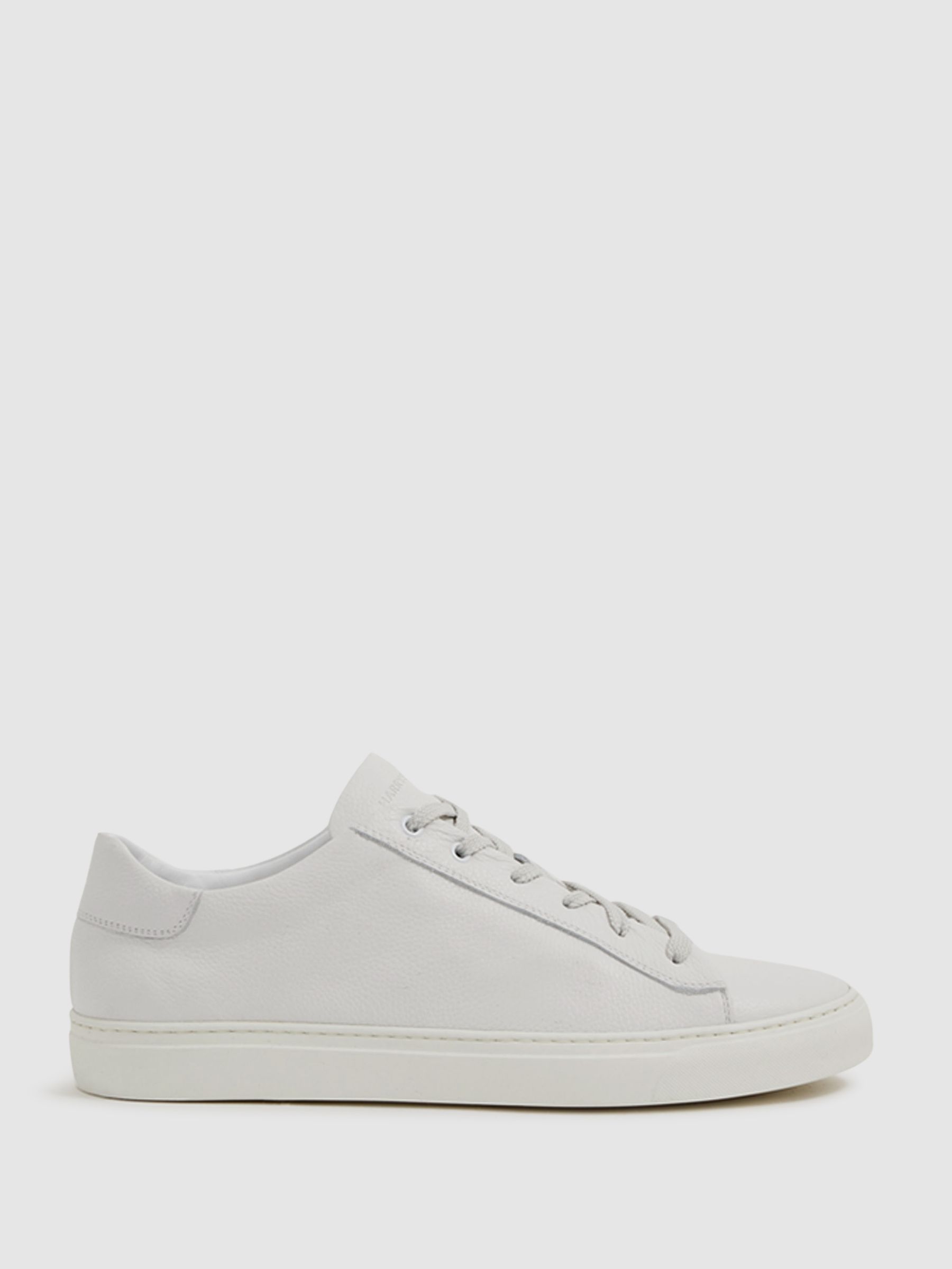 Reiss Harrys Of London Grained Leather Trainers In White