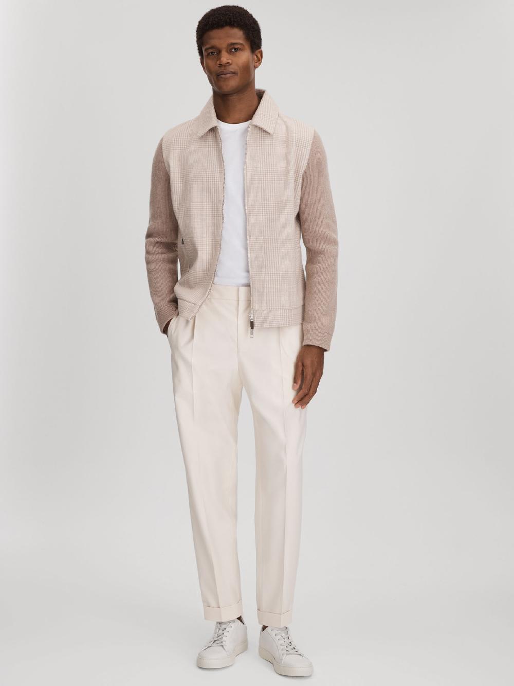Reiss Harrys Of London Grained Leather Trainers In White