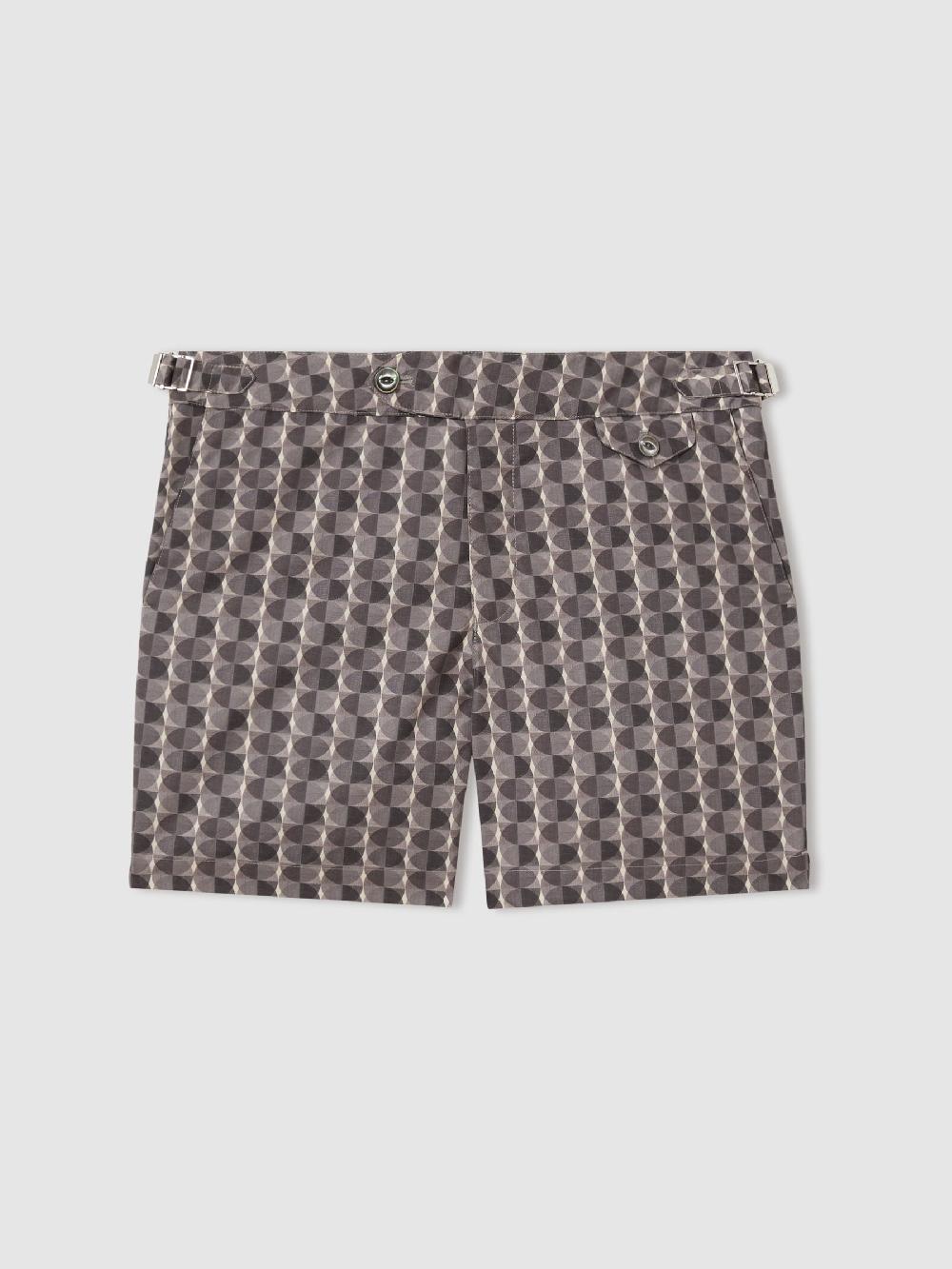 Reiss Hemingsworth Ikat-Print Swim Shorts In Black/Neutral