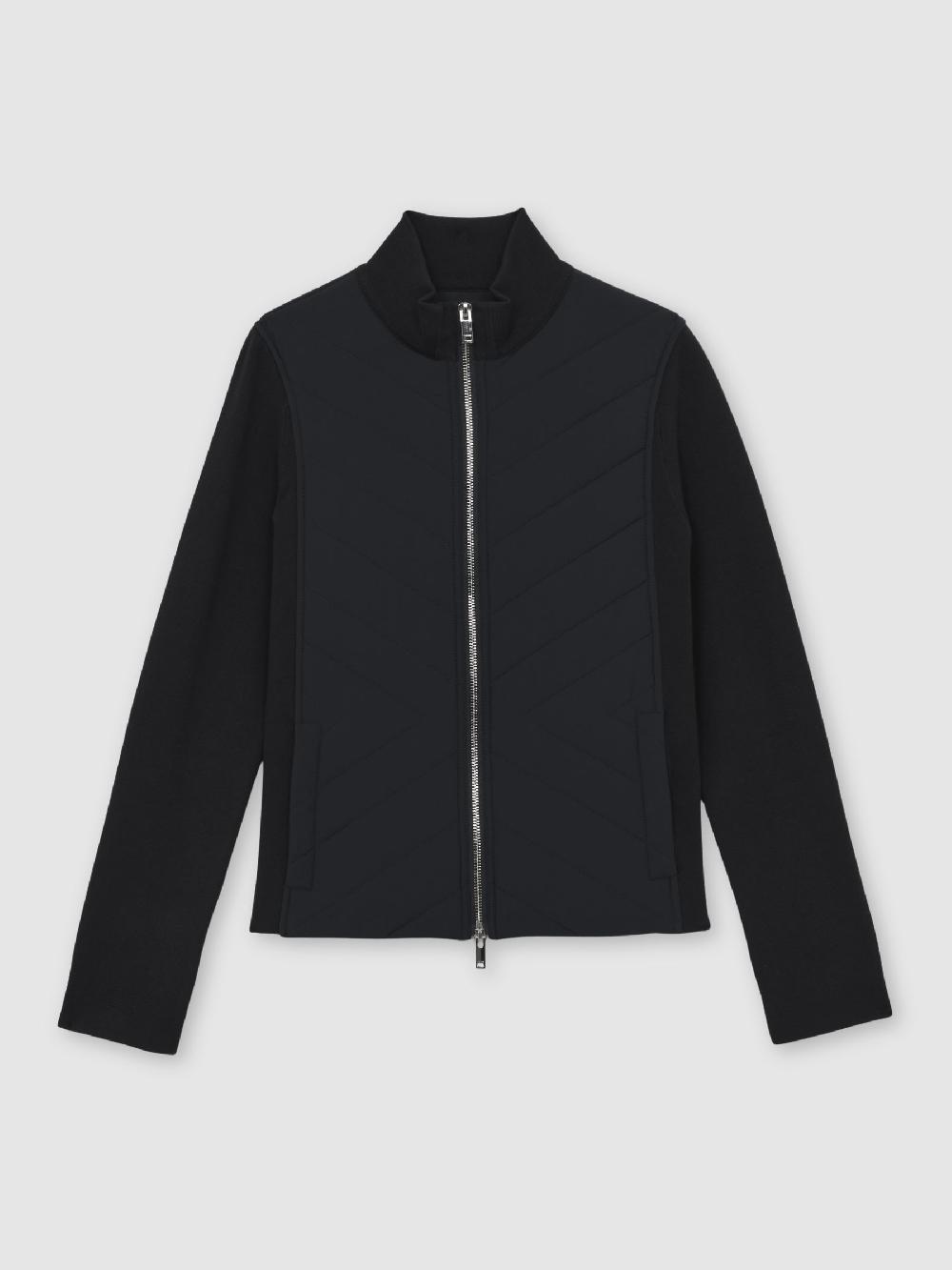 Reiss Hybrid Quilted Zip-Through Knit Jacket In Navy
