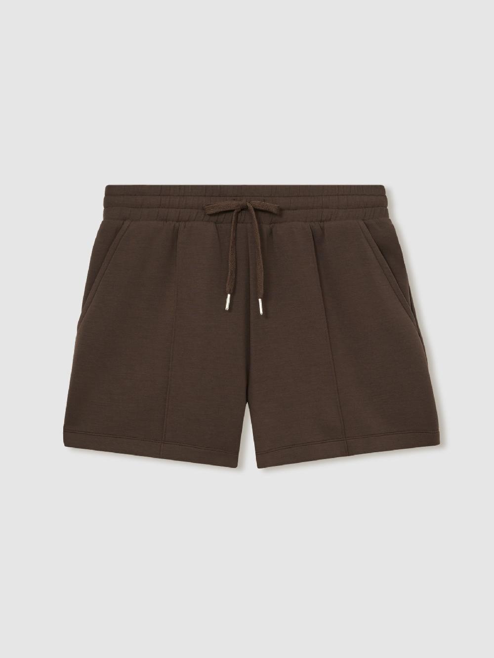 Reiss Interlock Drawstring Sweat Shorts In Chocolate