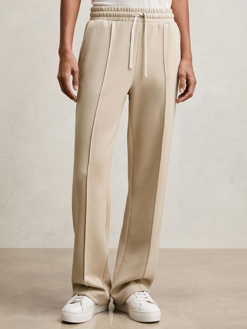 Reiss Interlock Pintuck Drawstring Joggers In Beige