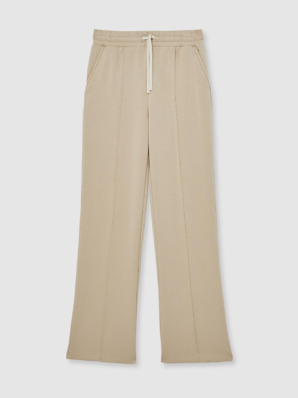 Reiss Interlock Pintuck Drawstring Joggers In Beige