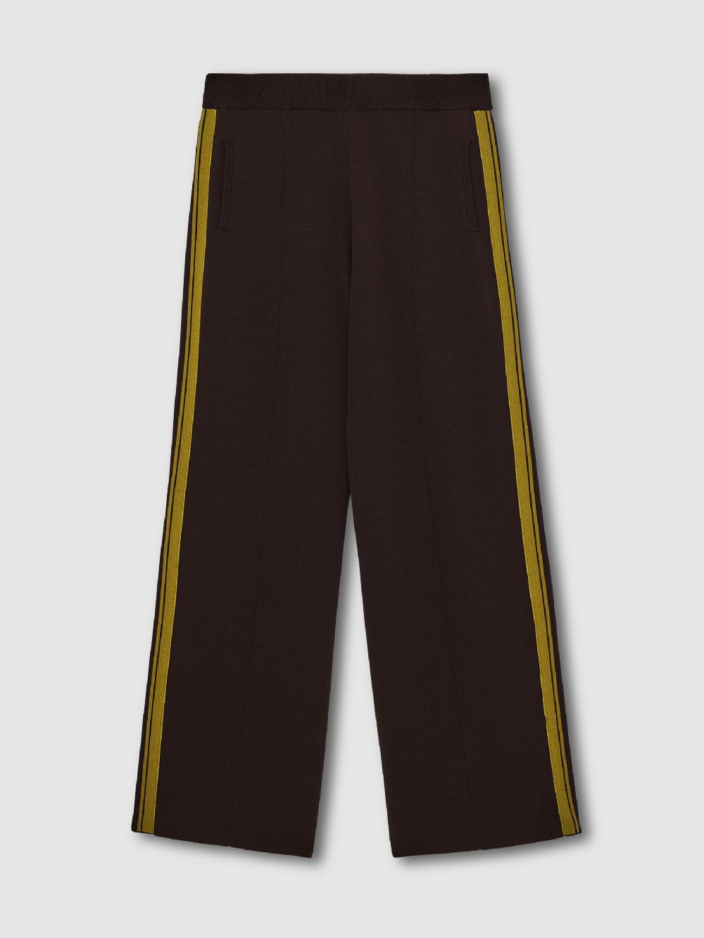 Reiss Knitted Side-Stripe Wide-Leg Trousers In Berry