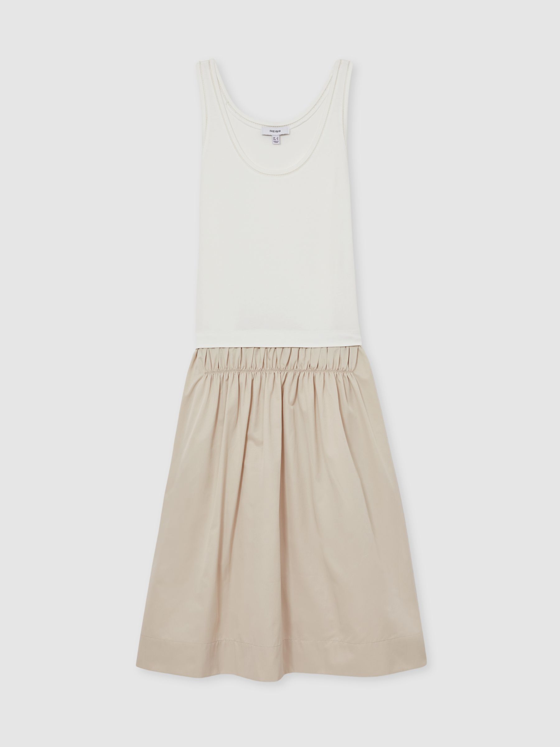Reiss Layered Sleeveless Midi Dress In Ivory/Neutral