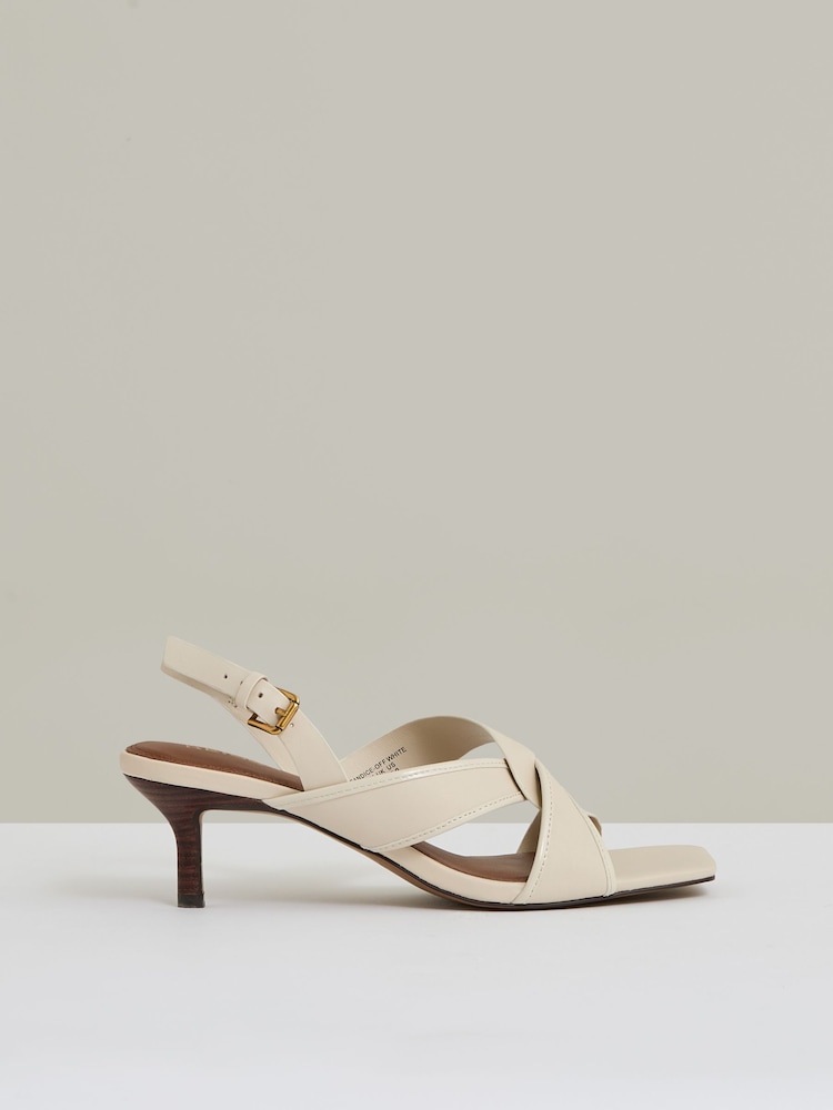reiss Leather Link-Strap Low-Heel Sandals in Off White