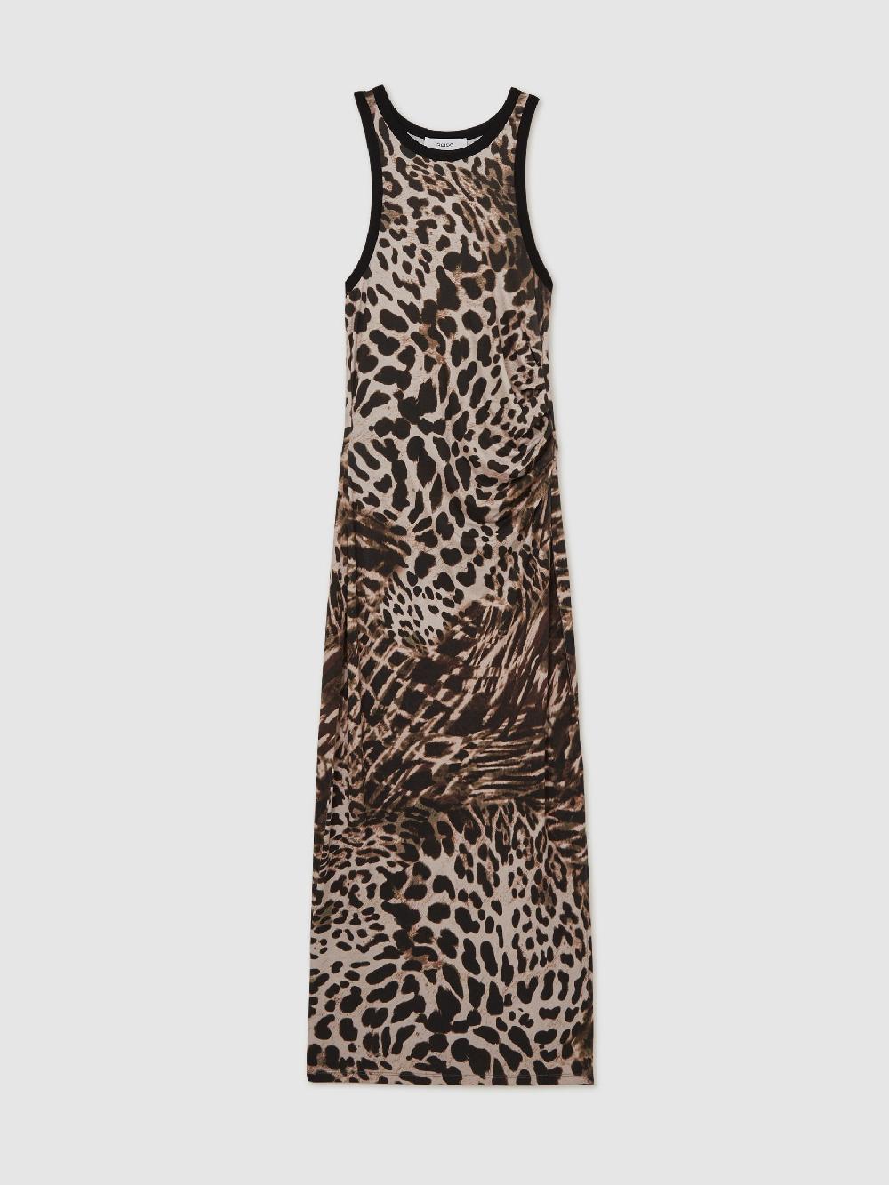 Reiss Leopard-Print Jersey Bodycon Dress In Neutral