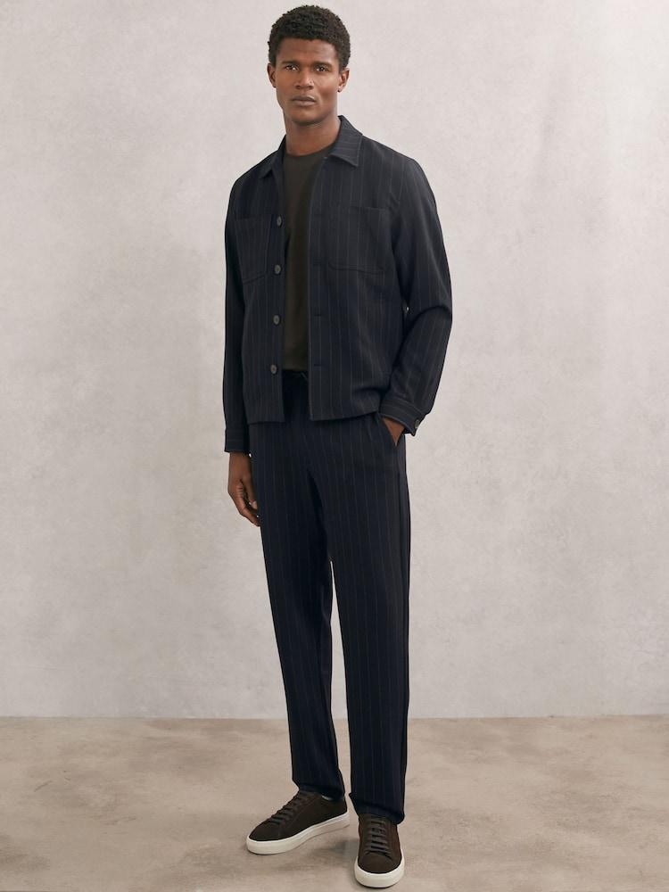 reiss Les Deux Como Tapered Pinstripe Pant in Dark Navy