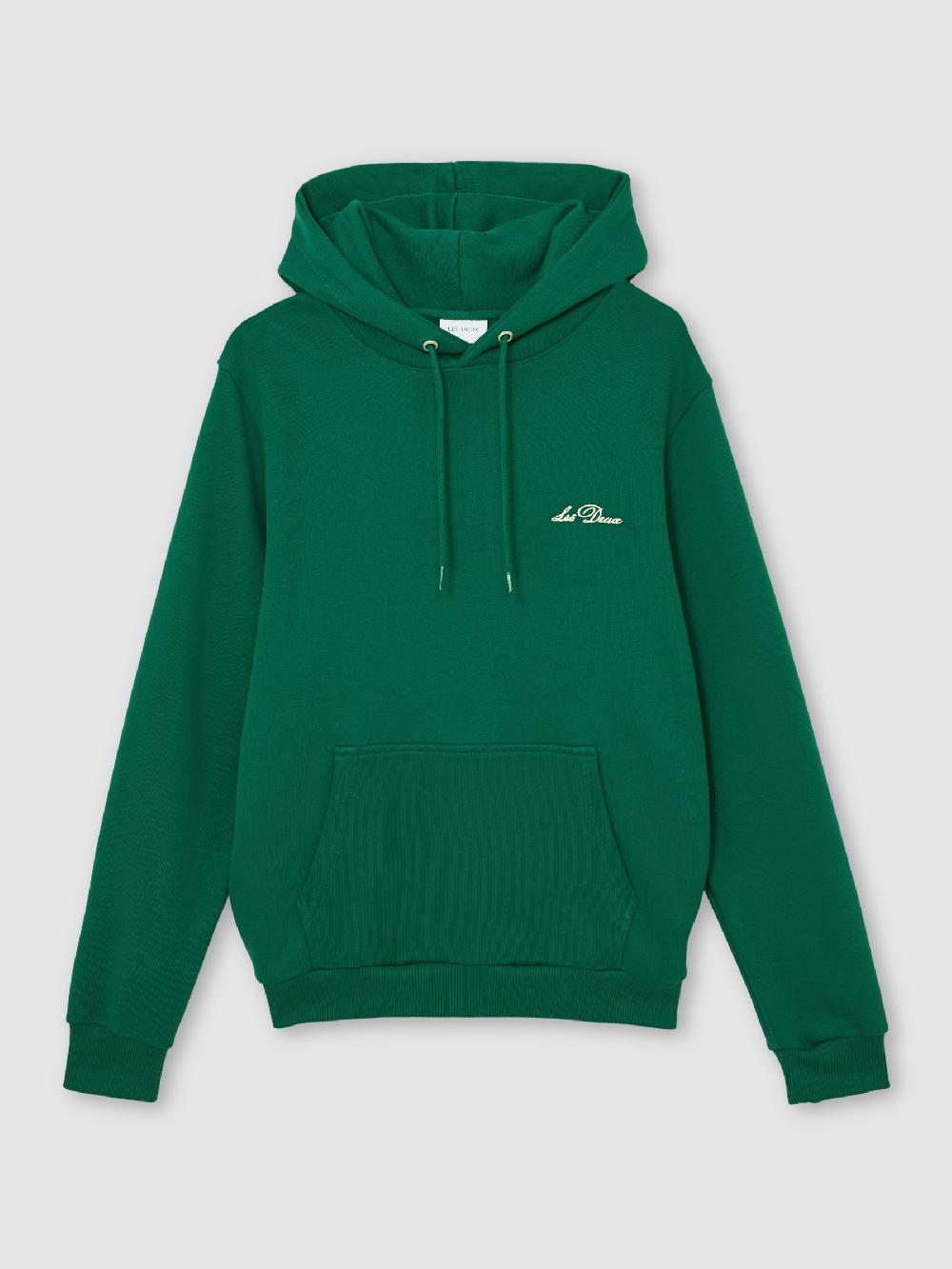 Reiss Les Deux Cotton Artwork-Print Hoodie In Evergreen
