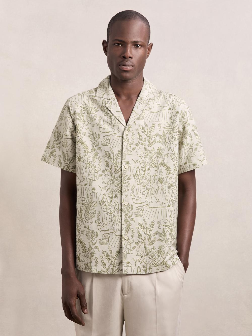 Reiss Les Deux Cotton-Blend Jacquard Shirt In Light Ivory