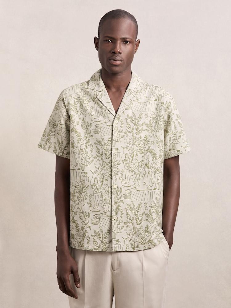 reiss Les Deux Cotton-Blend Jacquard Shirt in Light Ivory