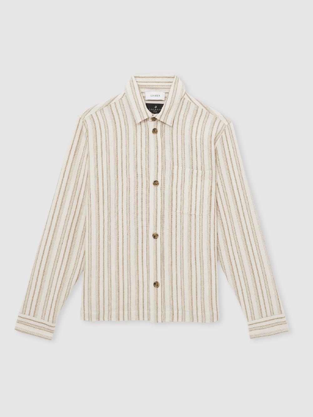 Reiss Les Deux Cotton-Blend Stripe Overshirt In Ivory