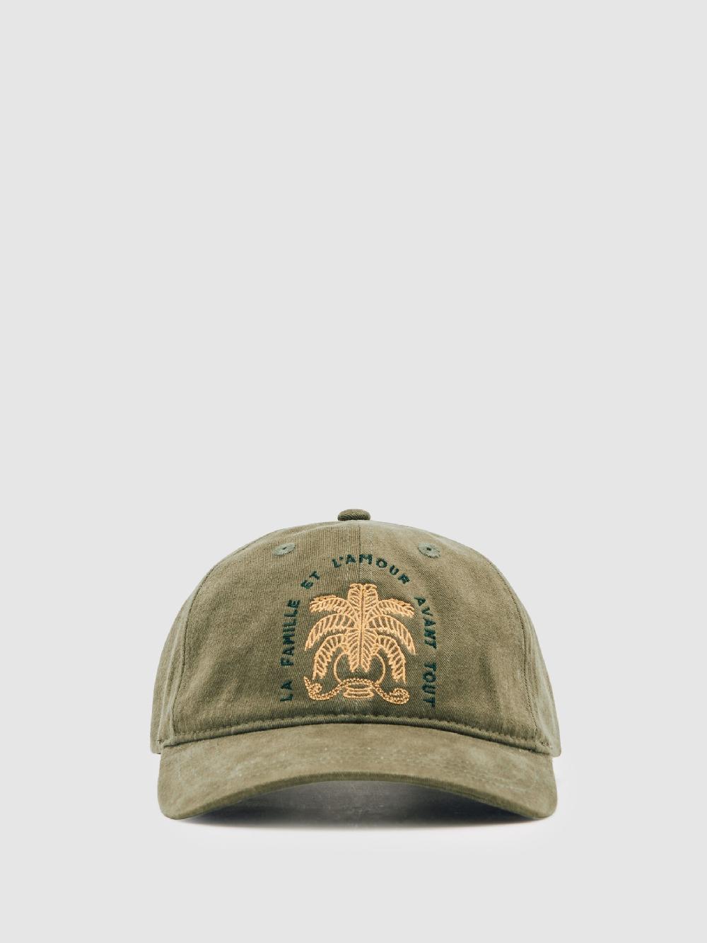 Reiss Les Deux Cotton Embroidered Motif Cap In Lichen Green