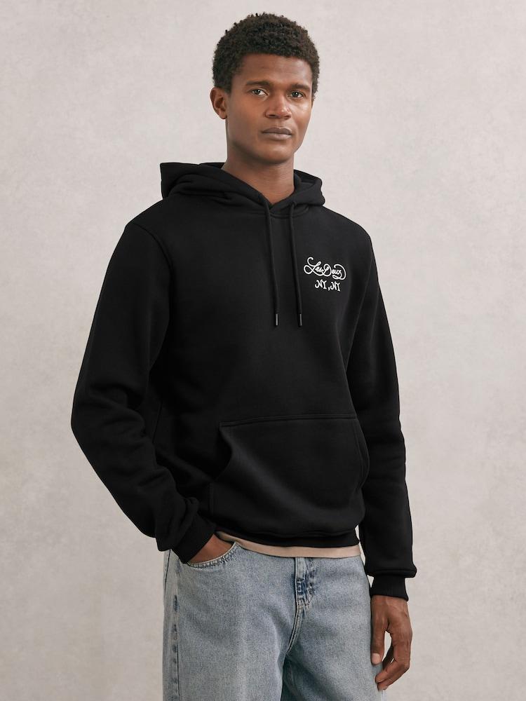 reiss Les Deux Cotton Graphic-Print Sweat Top in Black