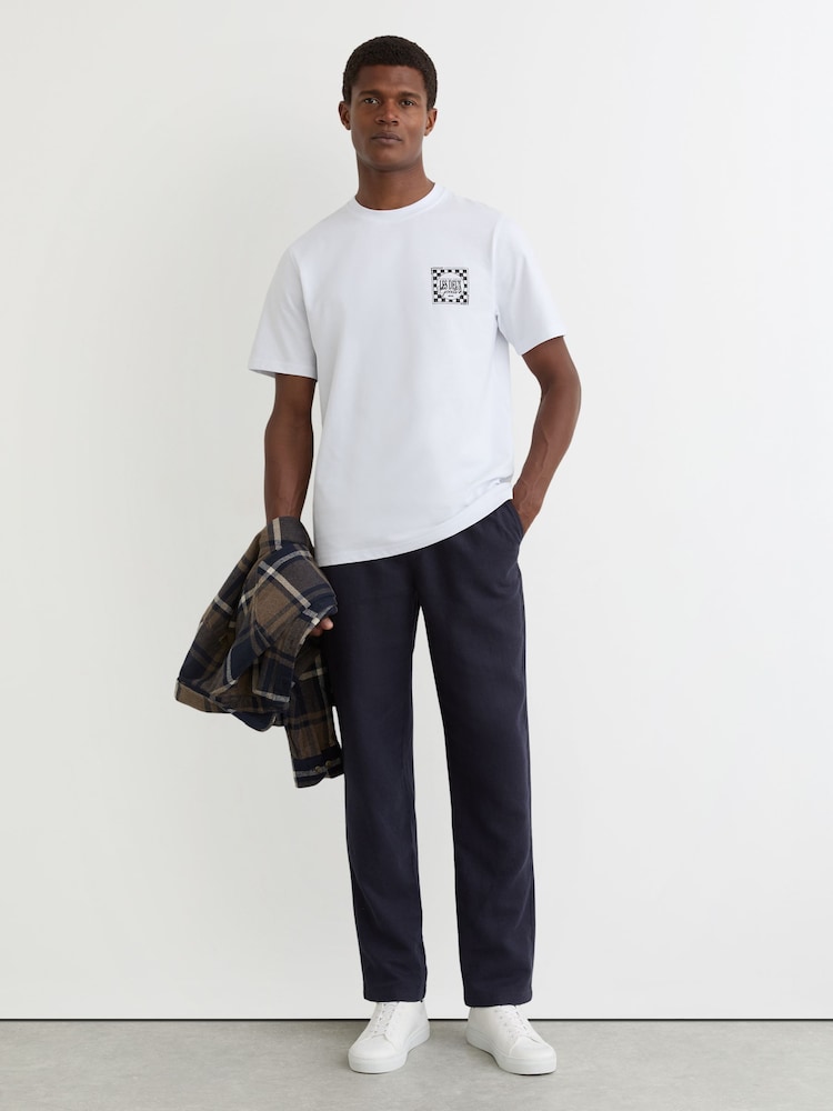 reiss Les Deux Cotton Graphic-Print T-Shirt in White