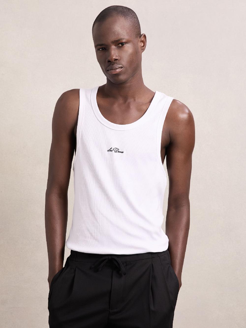 Reiss Les Deux Cotton Logo-Embroidered Vest In White