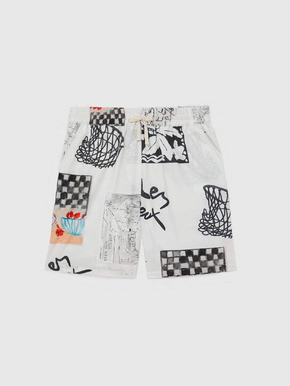 Reiss Les Deux Cotton Printed Shorts In Ivory Print