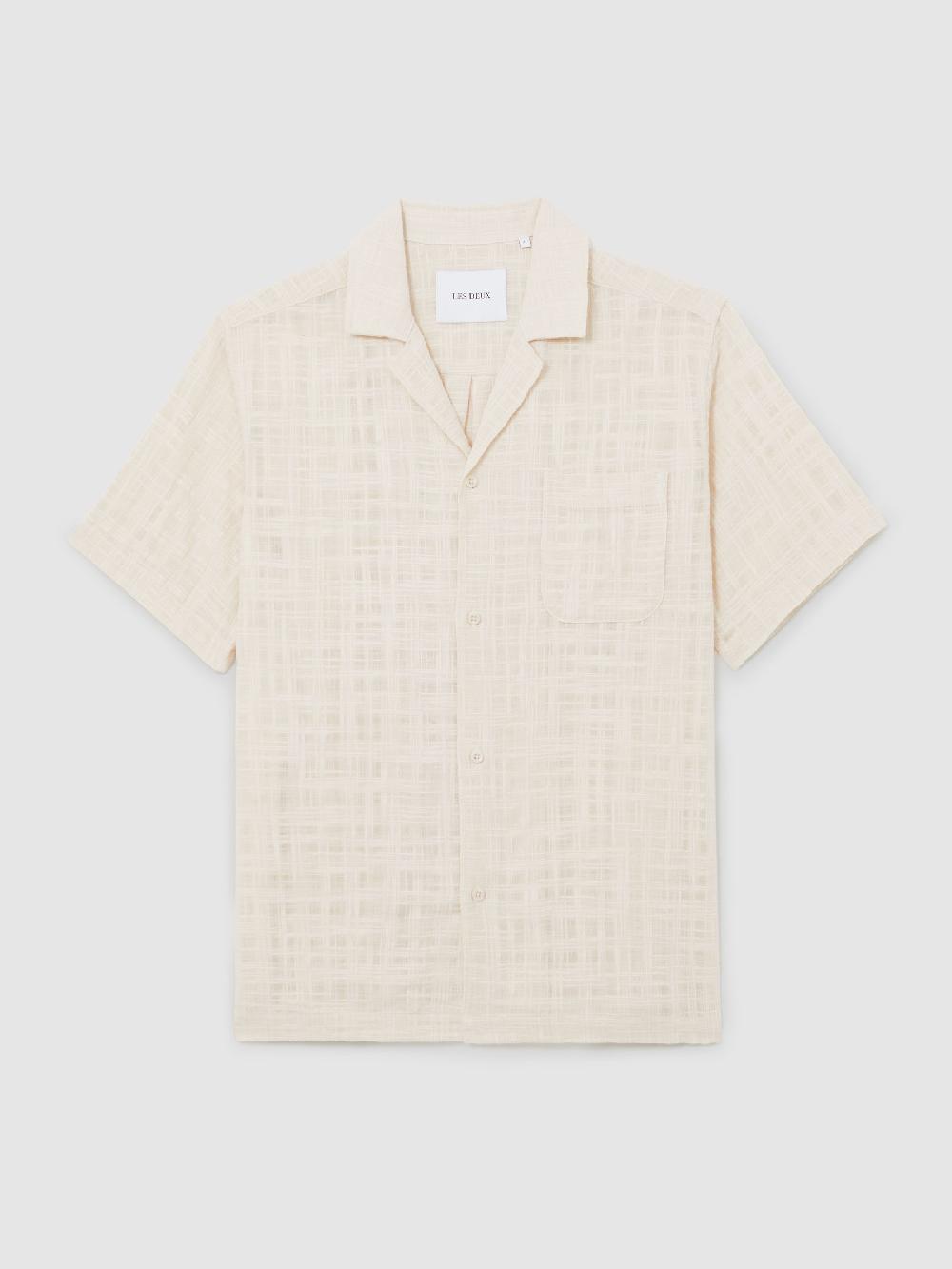 Reiss Les Deux Cotton Textured-Weave Shirt In Ivory