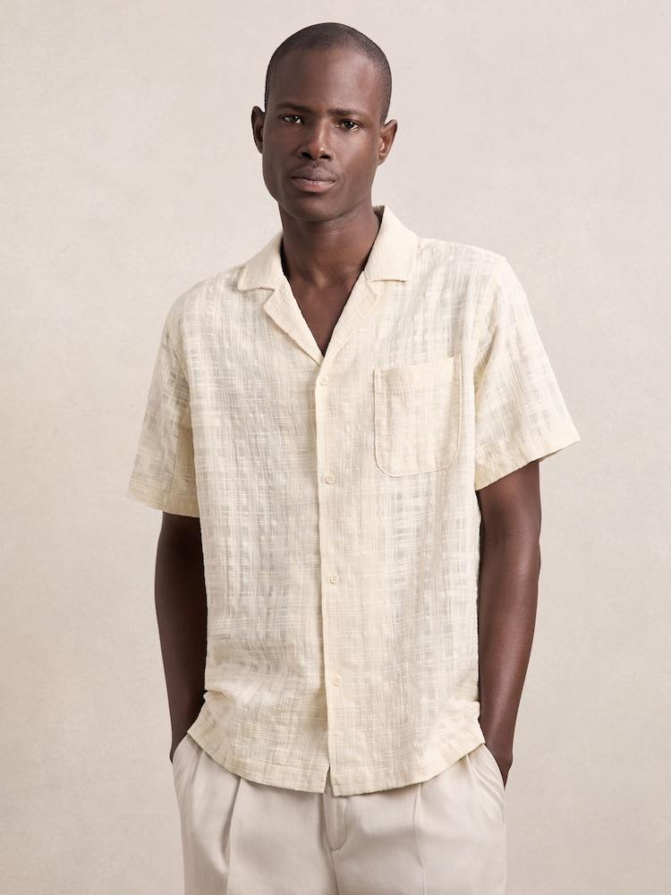 reiss Les Deux Cotton Textured-Weave Shirt in Ivory
