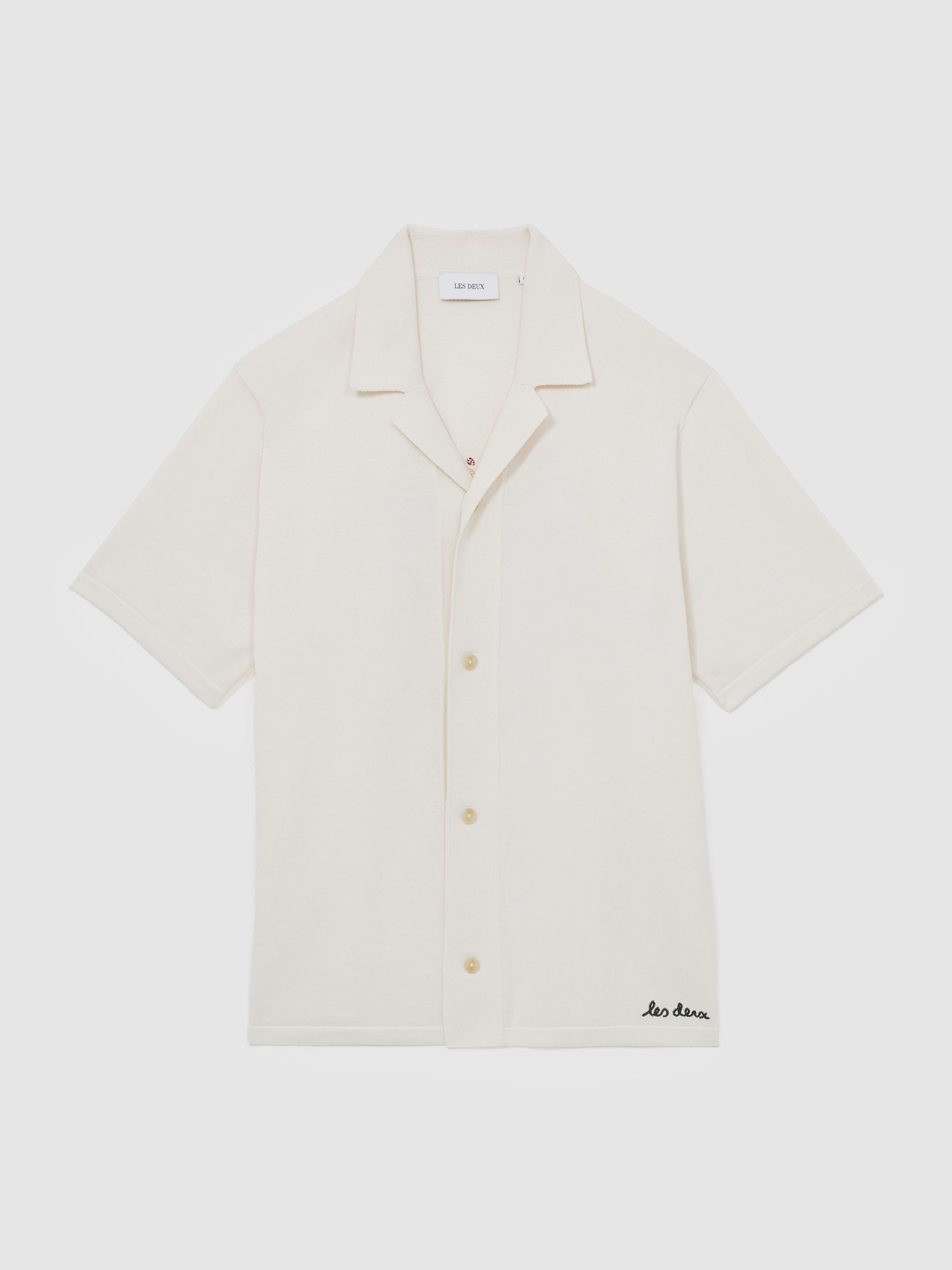 Reiss Les Deux Floral-Motif Knit Shirt In Ivory Print
