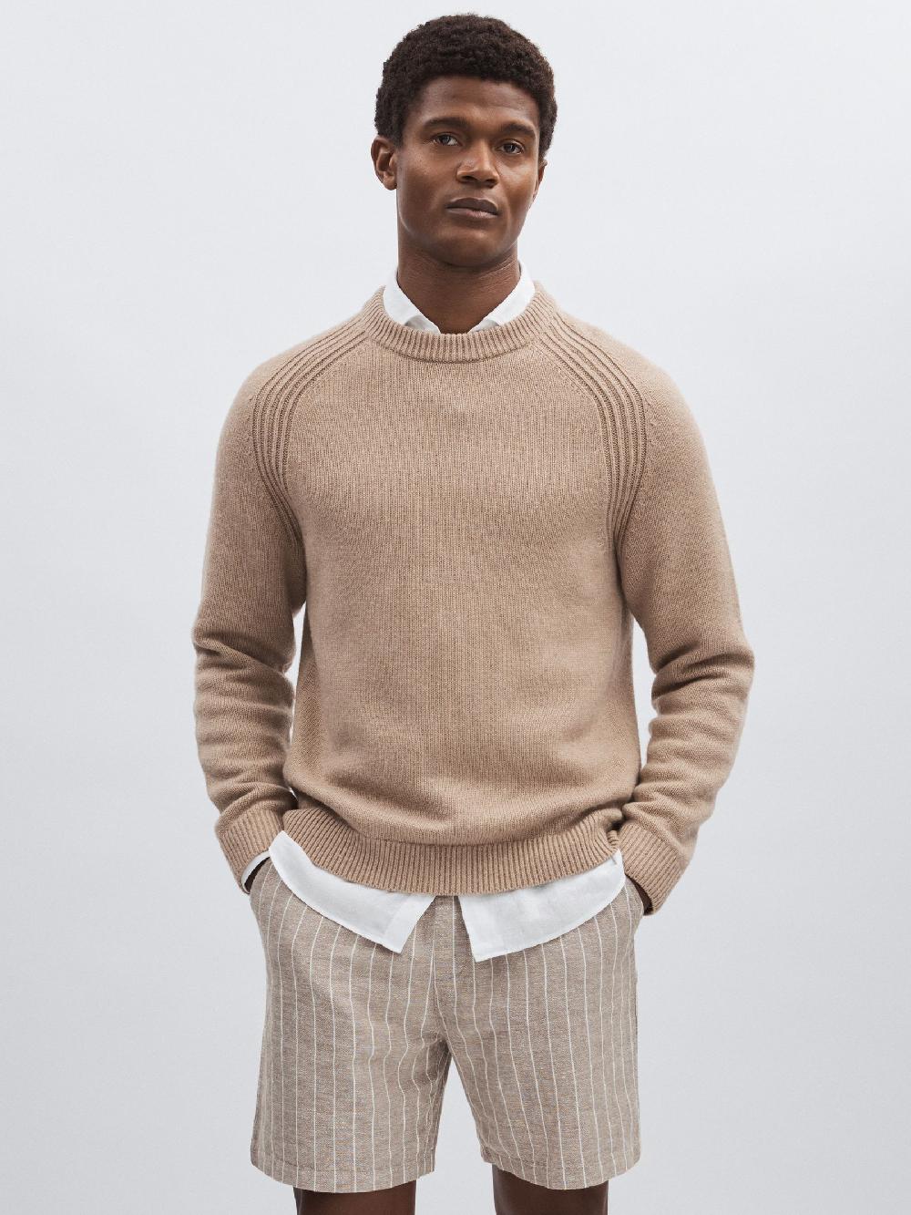 Reiss Les Deux Linen-Cotton Shorts In Ivory/Neutral Stripe