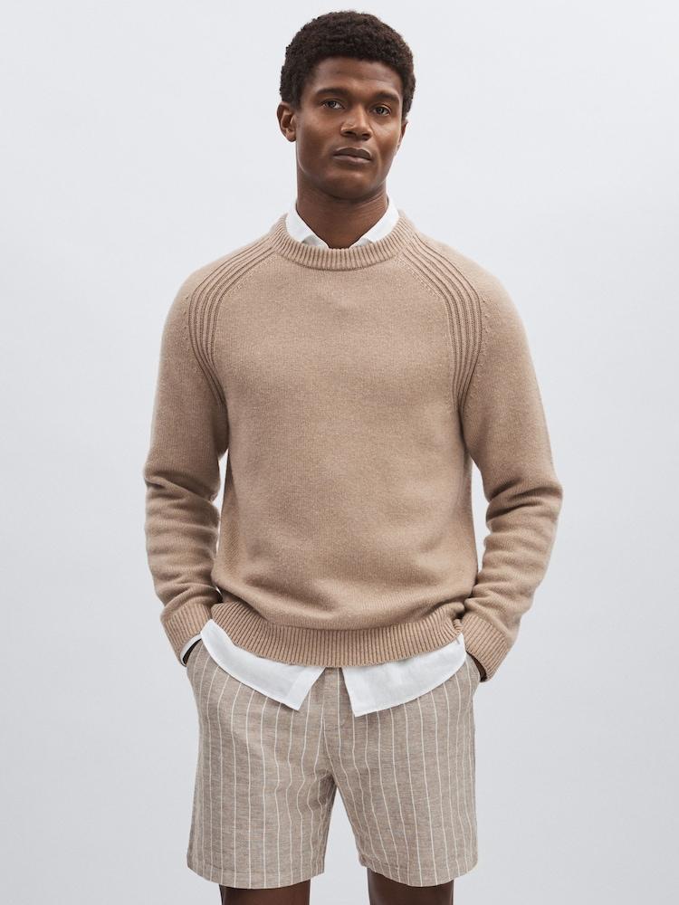 reiss Les Deux Linen-Cotton Shorts in Ivory/Neutral Stripe