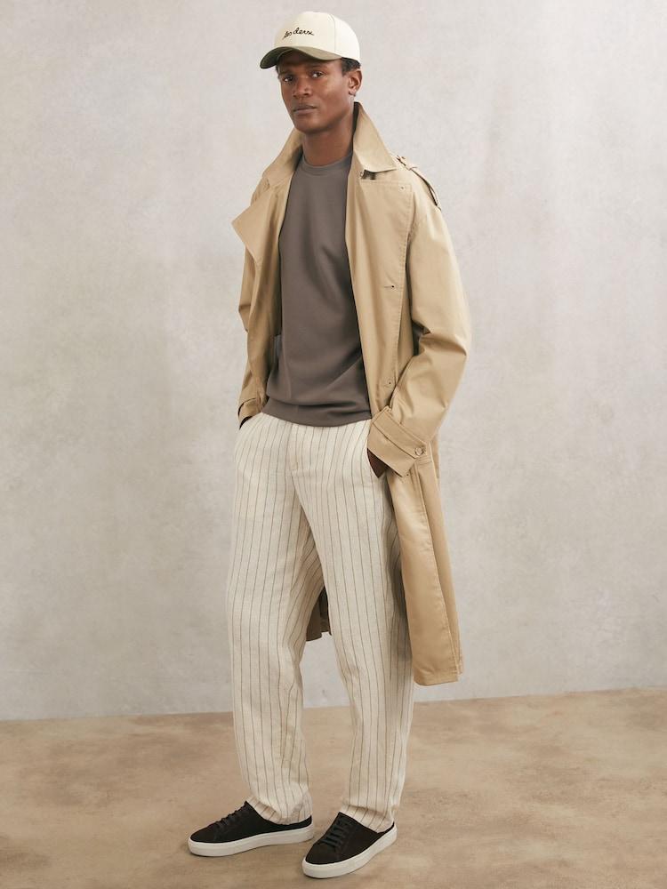 reiss Les Deux Linen-Cotton Stripe Trousers in Ivory