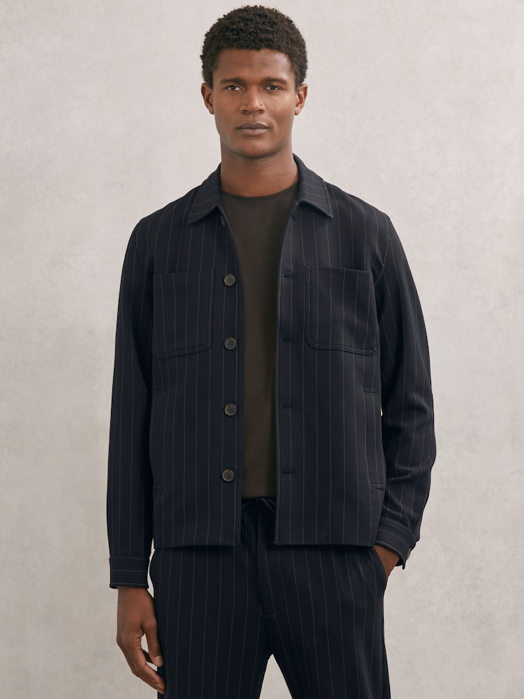 reiss Les Deux Pinstripe Hybrid Jacket in Dark Navy