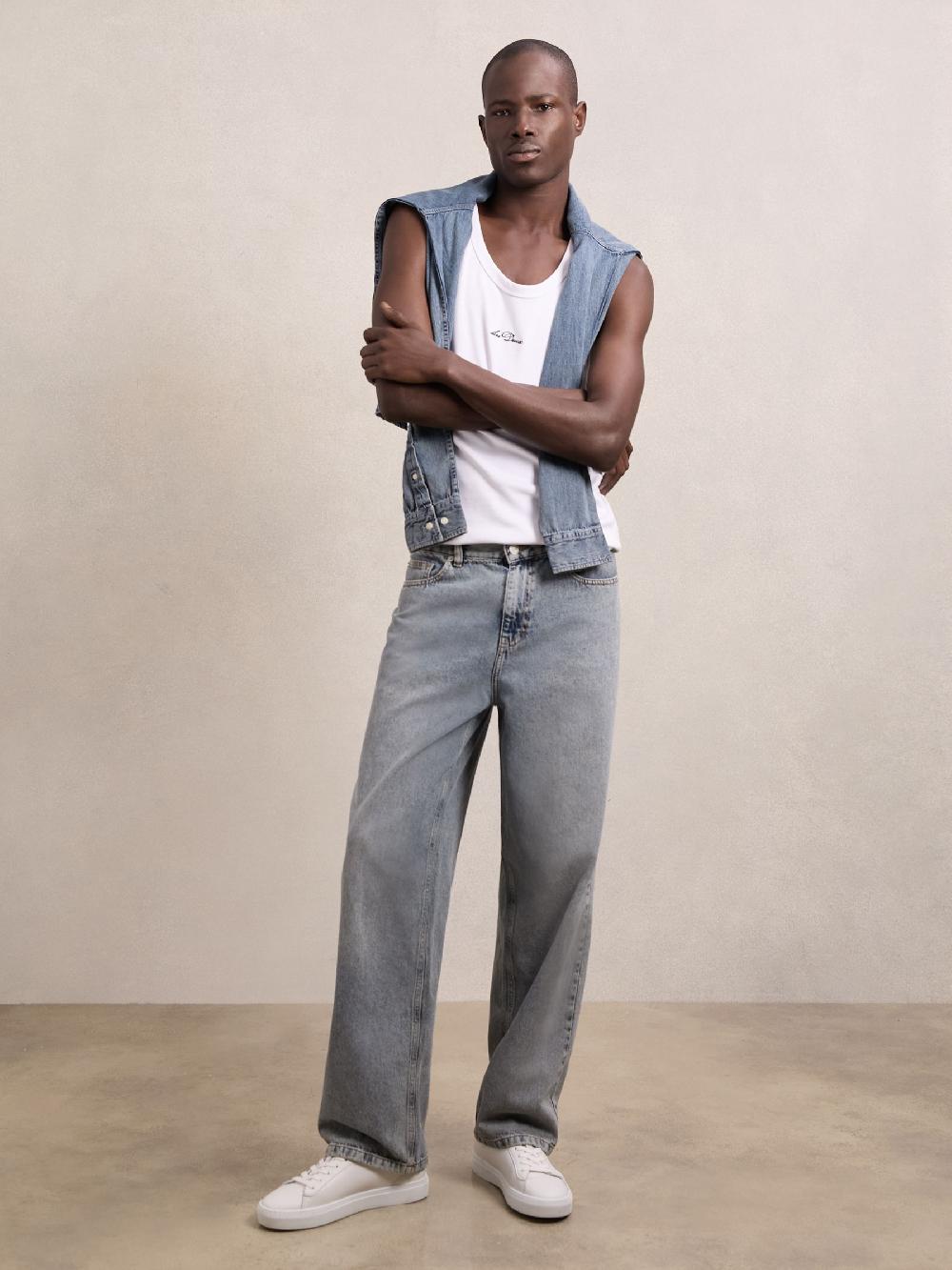 Reiss Les Deux Relaxed-Leg Jeans In Light Indigo Wash