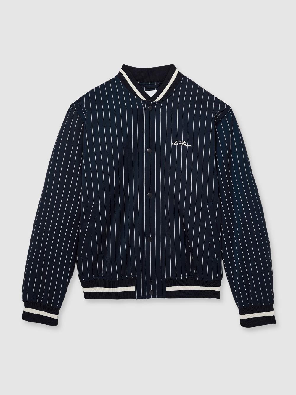 Reiss Les Deux Technical Varsity Jacket In Navy Stripe
