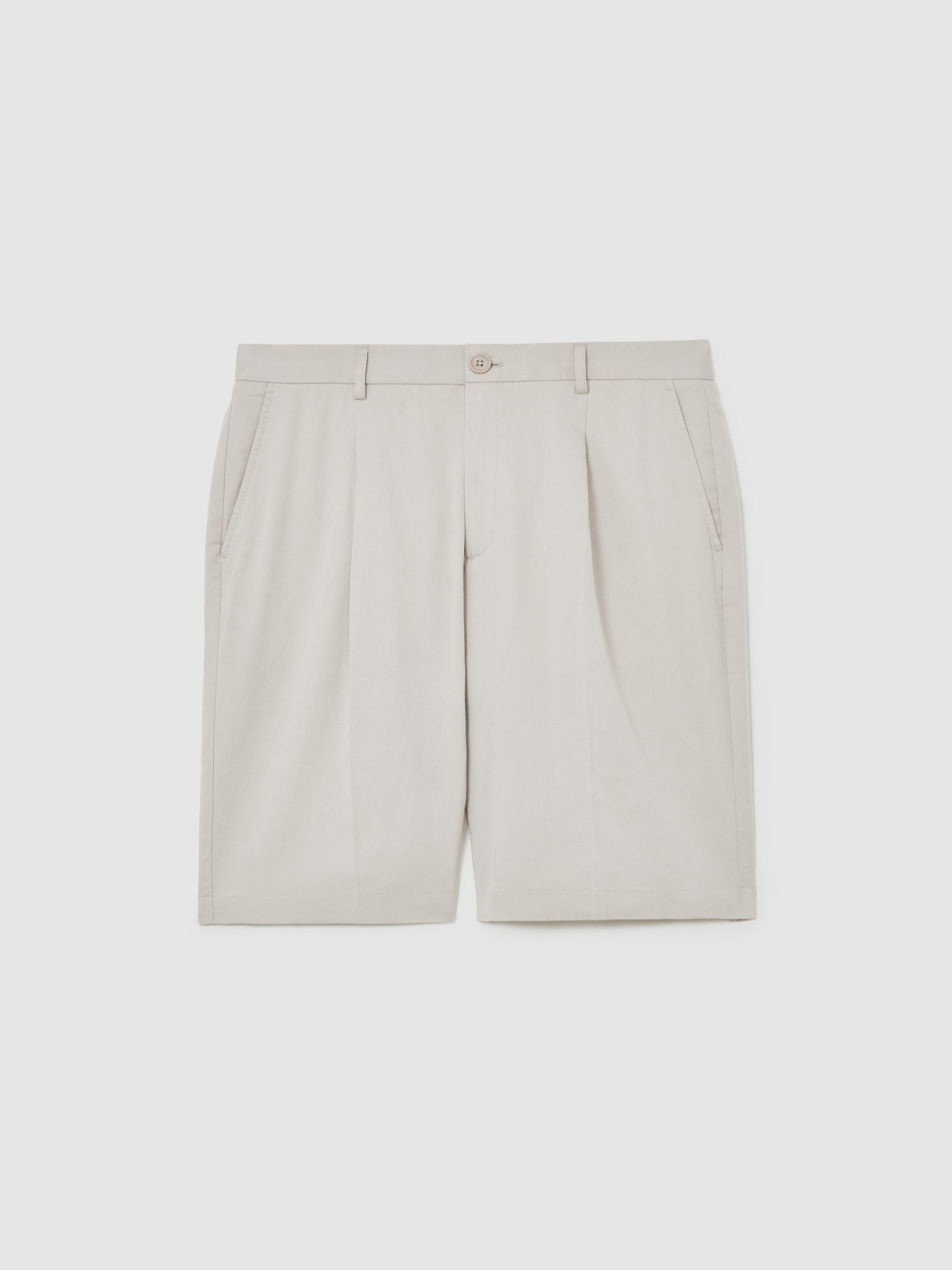 Reiss Les Deux Twill Pleated Suiting Shorts In Light Sand