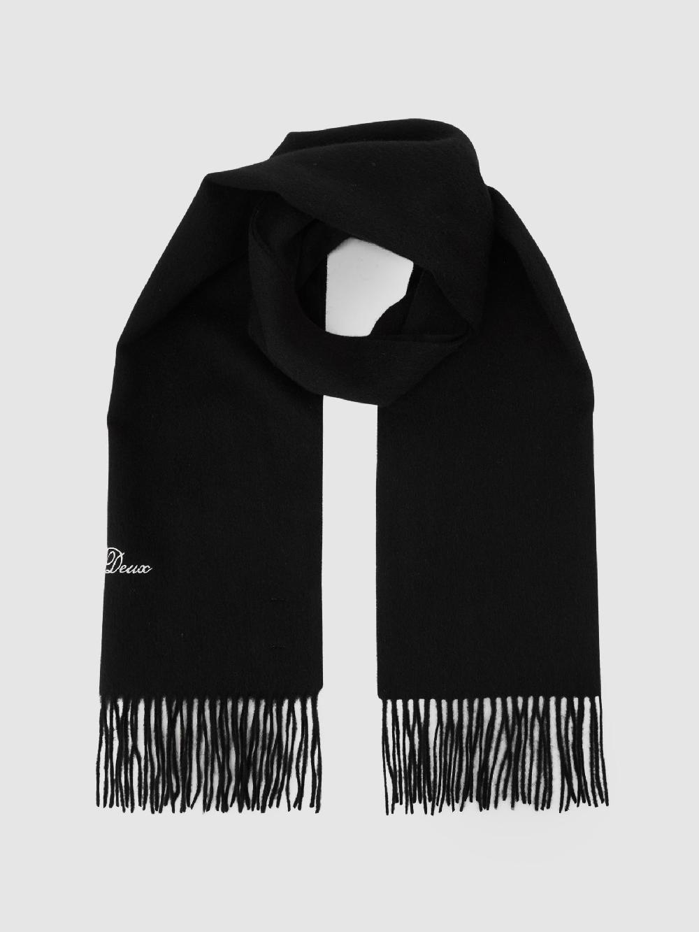 Reiss Les Deux Wool Logo-Embroidered Scarf In Black
