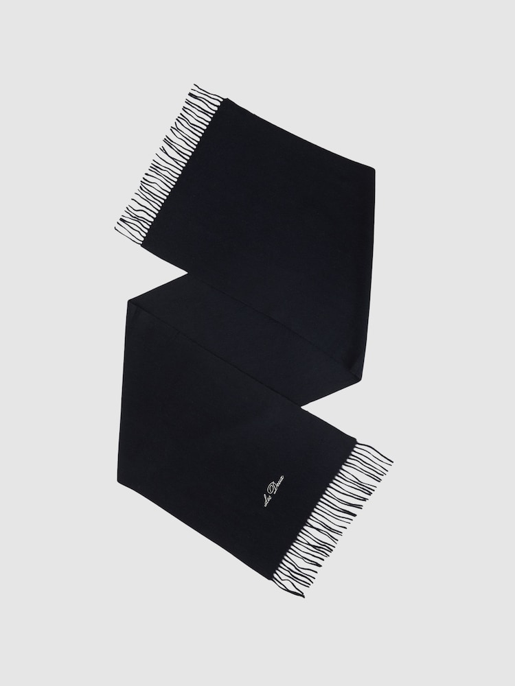 reiss Les Deux Wool Logo-Embroidered Scarf in Dark Navy