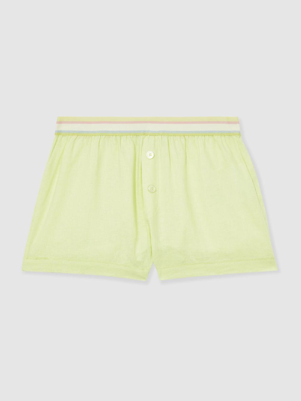 Reiss Linen-Blend Contrast-Waist Boxer Shorts In Lemon Yellow