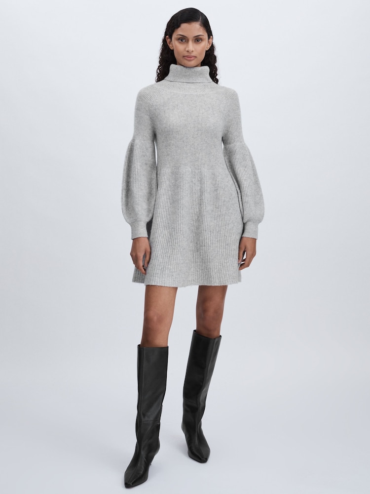 reiss Madeleine Thompson Wool-Cashmere Mini Dress in Grey