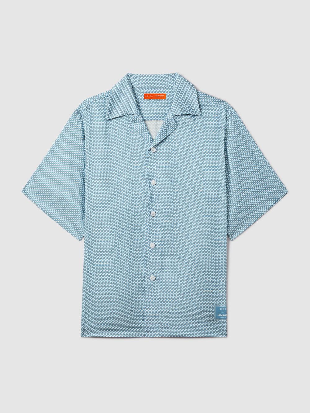 Reiss McLaren F1 Cuban Collar Shirt In Airforce Blue