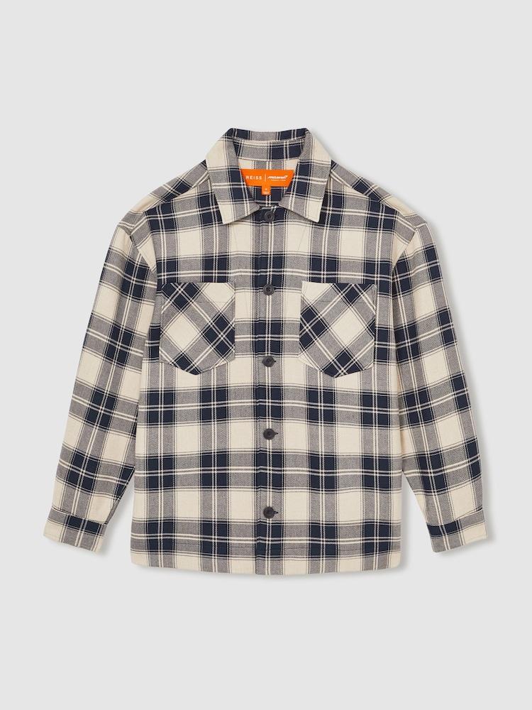 reiss McLaren F1 Team Check Logo Overshirt in Navy/Off White