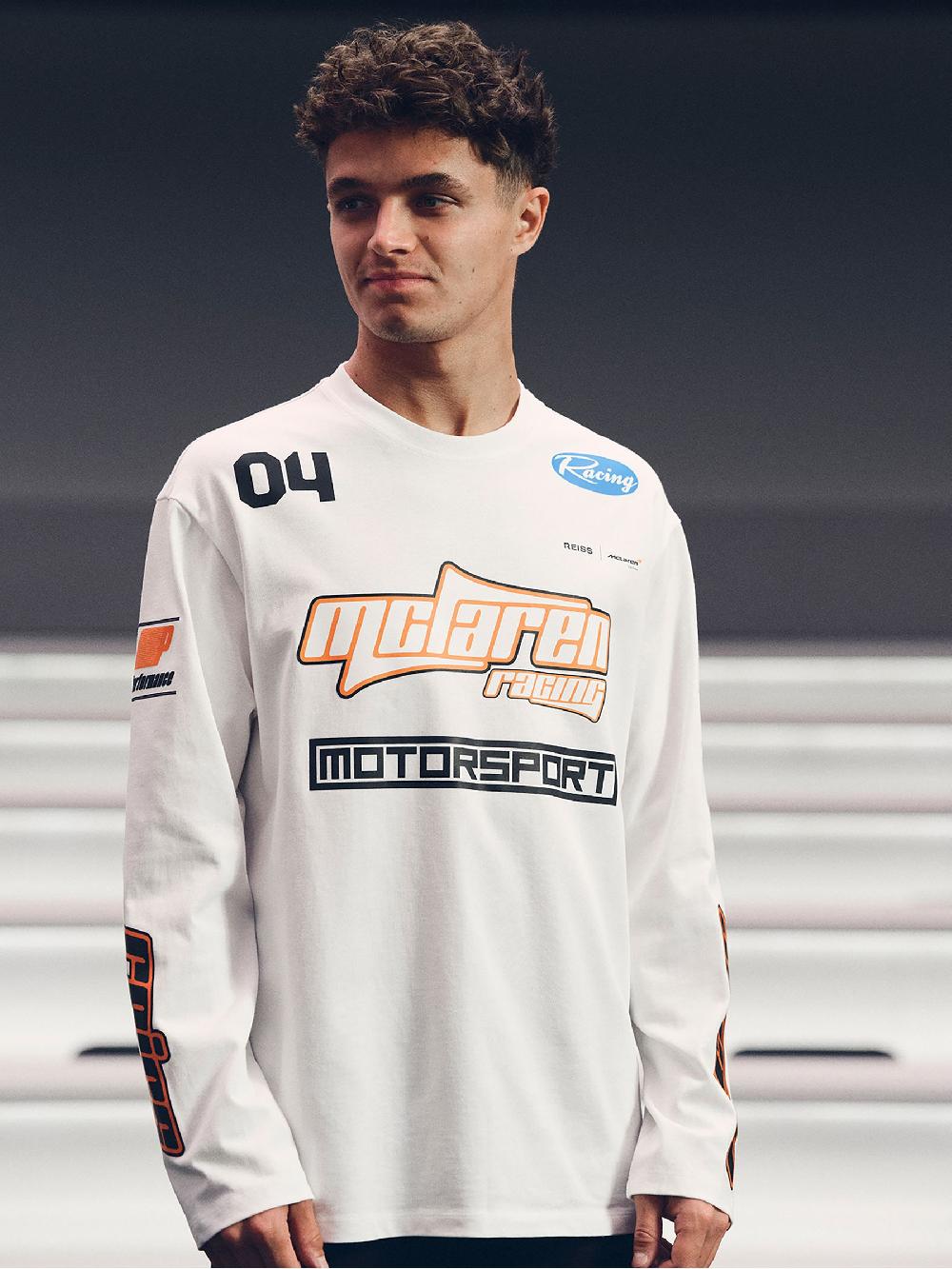 Reiss McLaren F1 Team Cotton Logo T-Shirt Unisex Fit In White