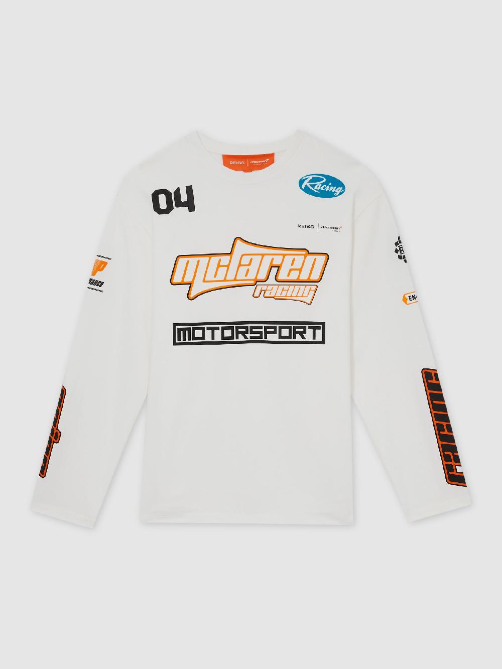 Reiss McLaren F1 Team Cotton Logo T-Shirt Unisex Fit In White