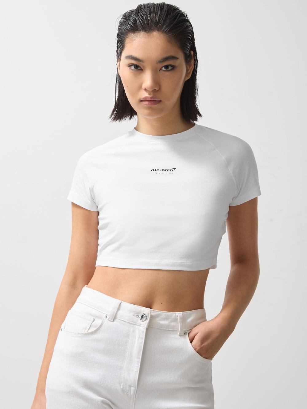 Reiss McLaren F1 Team Cropped Logo T-Shirt In White