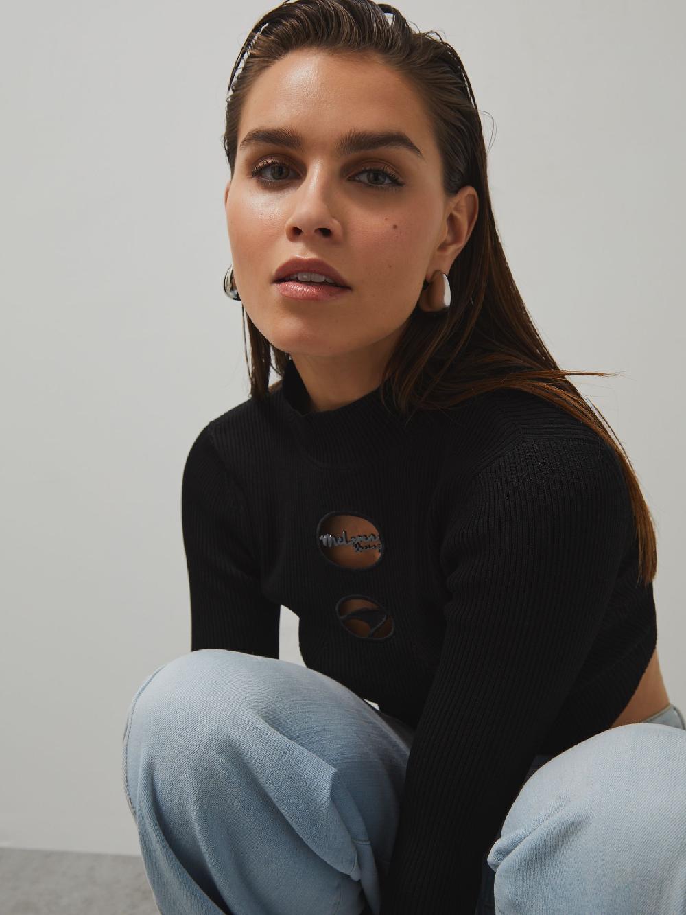 Reiss McLaren F1 Team Cut-Out Knit Crop Top In Black