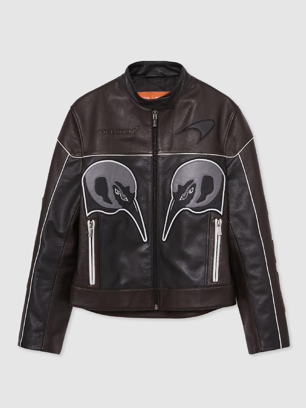Reiss McLaren F1 Team Leather Biker Jacket In Black