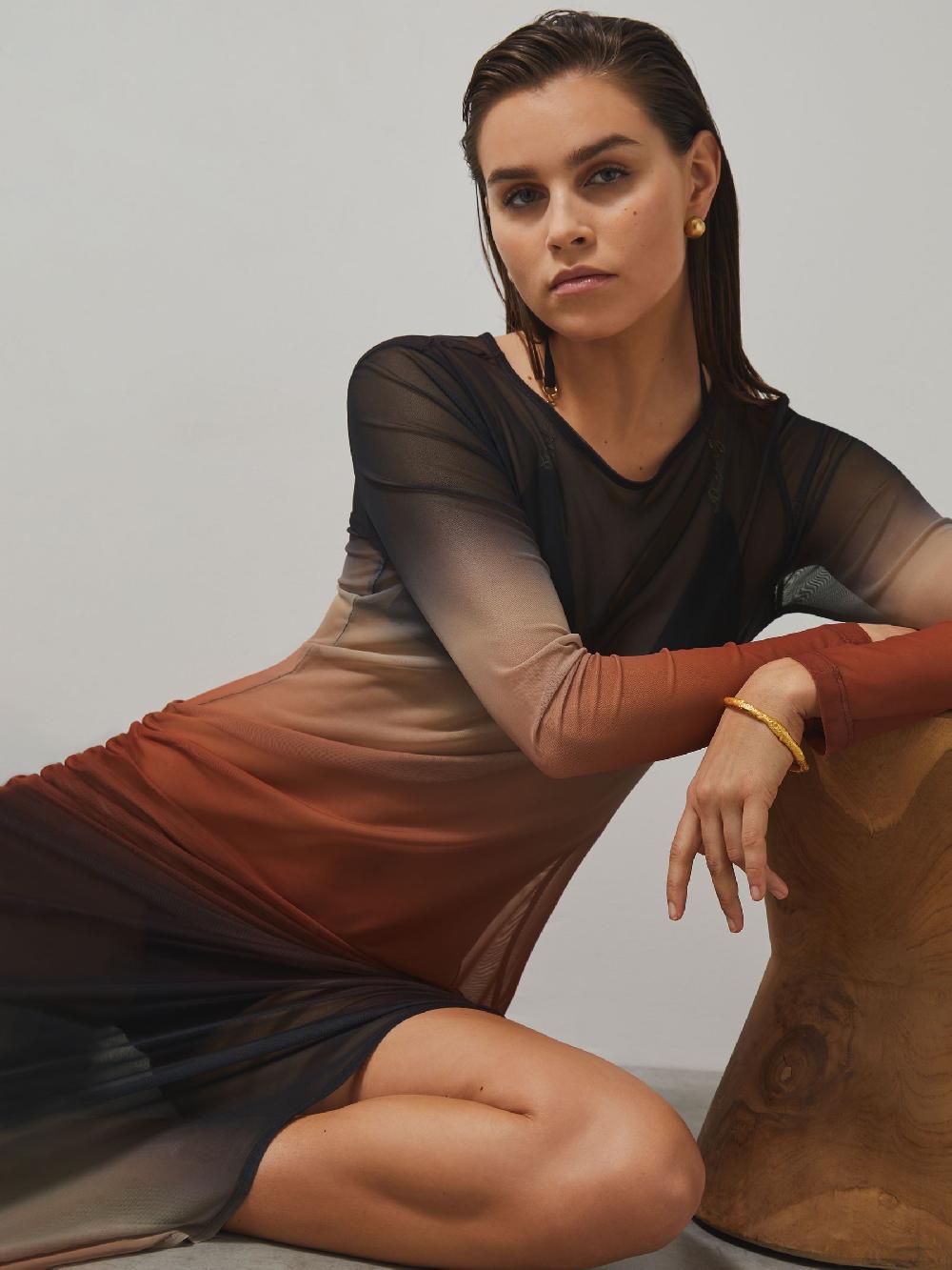 Reiss McLaren F1 Team Ombré Mesh Maxi Dress In Multi