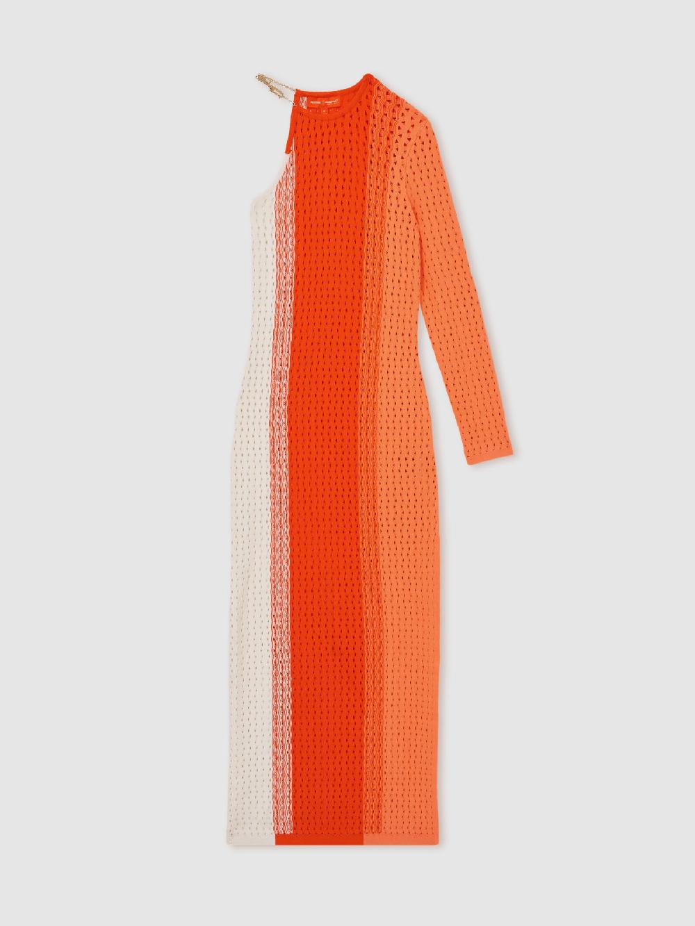 Reiss McLaren F1 Team One-Sleeve Knit Dress In Papaya Orange