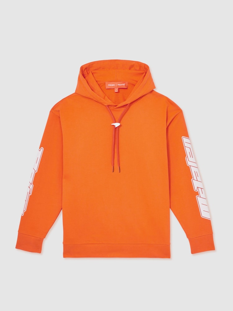reiss McLaren F1 Team Oversize Toggle Hoodie Unisex Fit in Papaya Orange