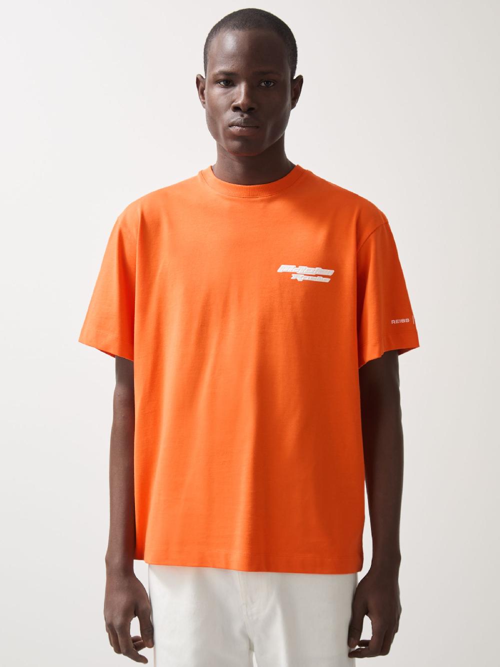 Reiss McLaren F1 Team Oversize Unisex Fit Logo T-Shirt In Papaya Orange